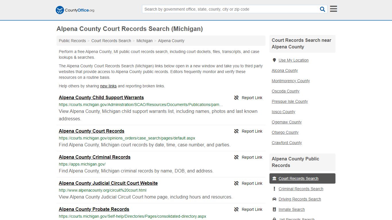 Court Records Search - Alpena County, MI (Adoptions ...