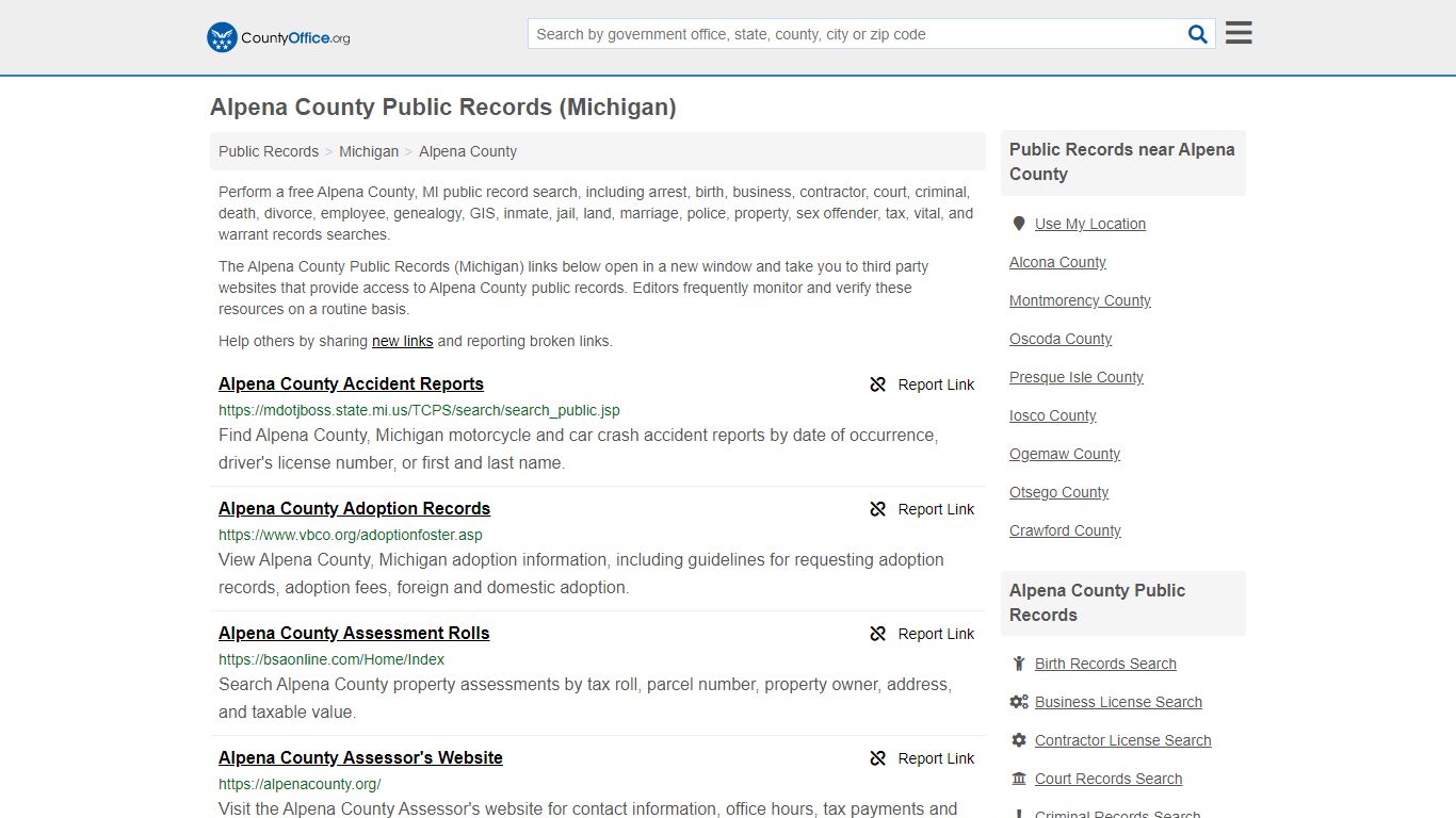 Public Records - Alpena County, MI (Business, Criminal ...