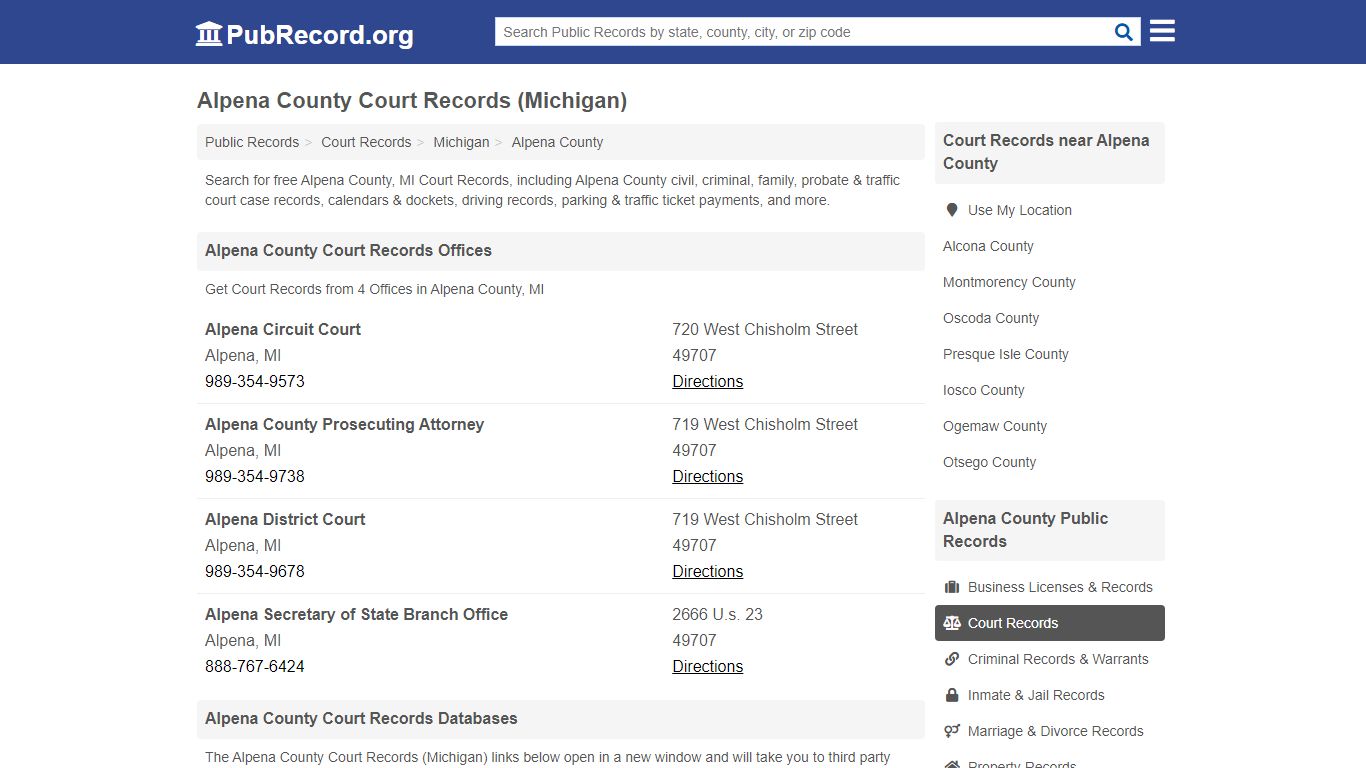 Free Alpena County Court Records (Michigan Court Records)
